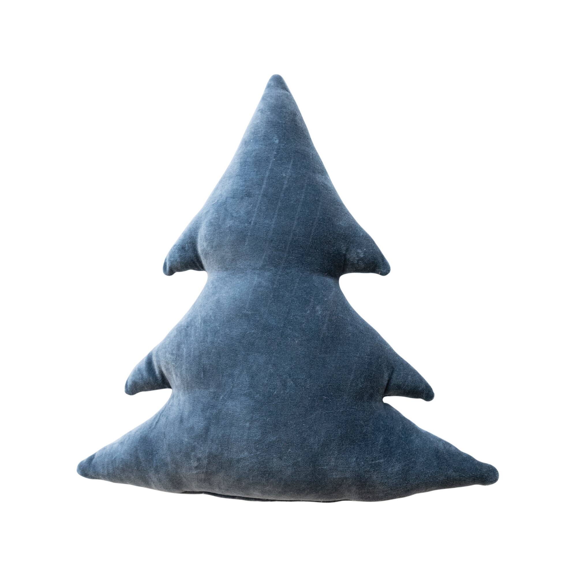 Hello Honey® 18" Blue Cotton Velvet Tree-Shaped Throw Pillow